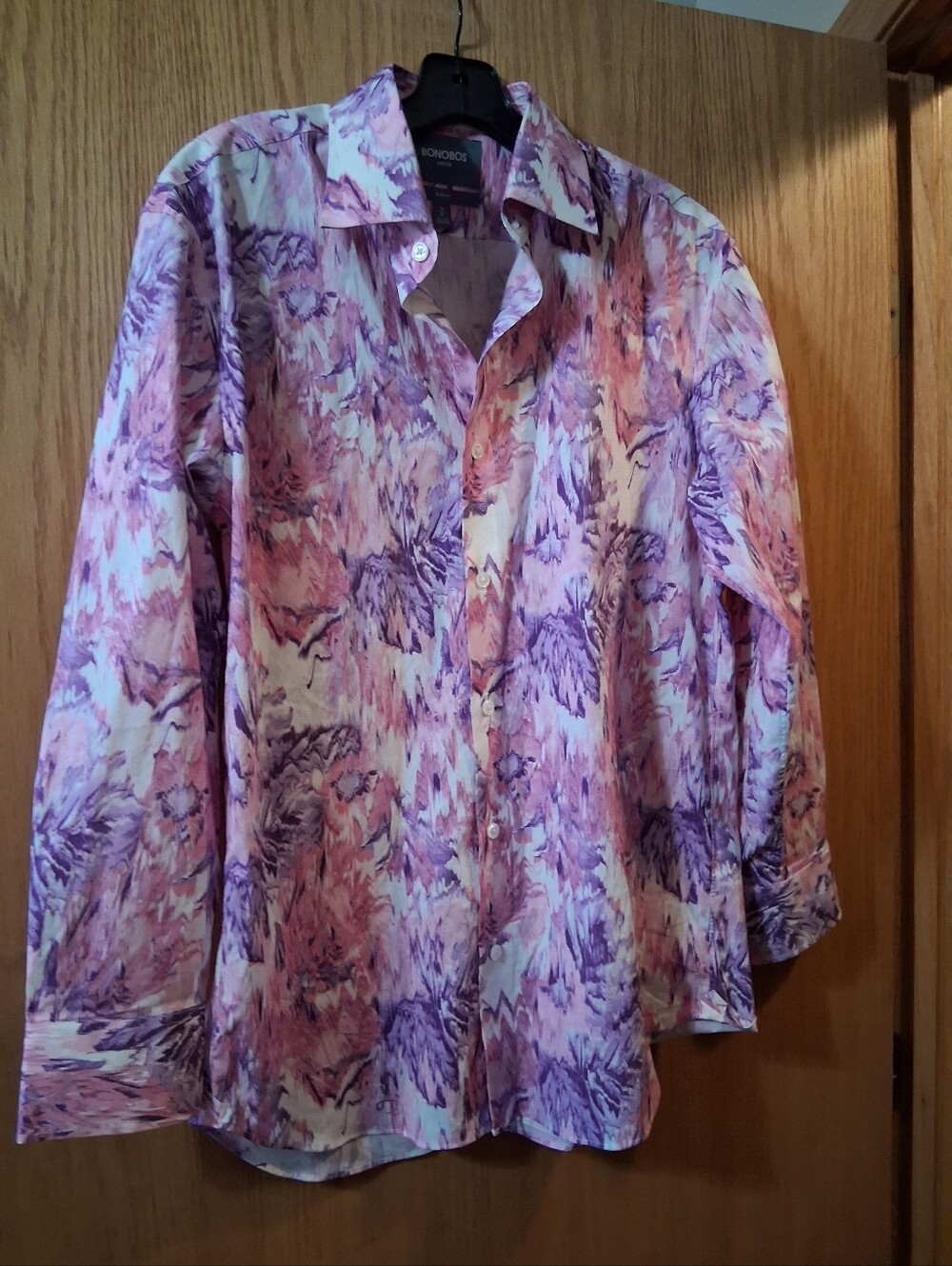 Bonobos Slim Fit men's button-down shirt, vibrant pink and purple floral pattern